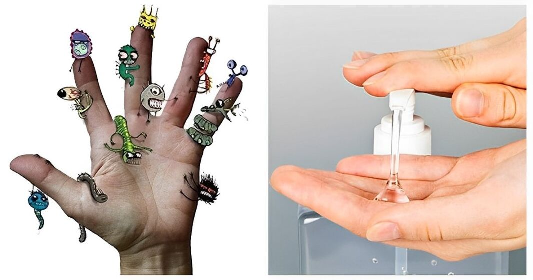 różnorodne bakterie na rękach